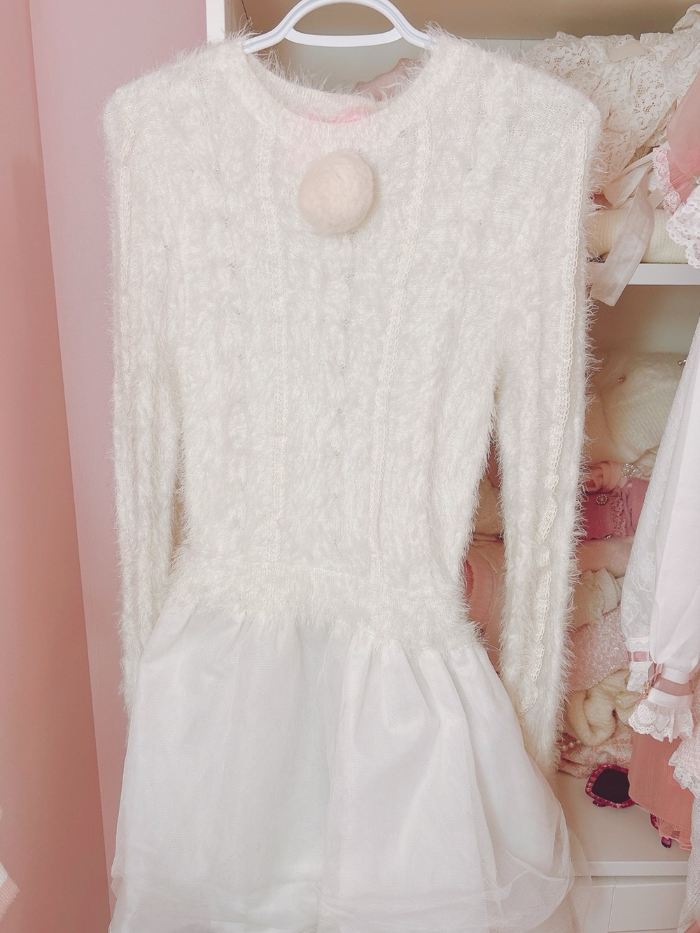 ♡ swankiss lace & cable knit dress ♡